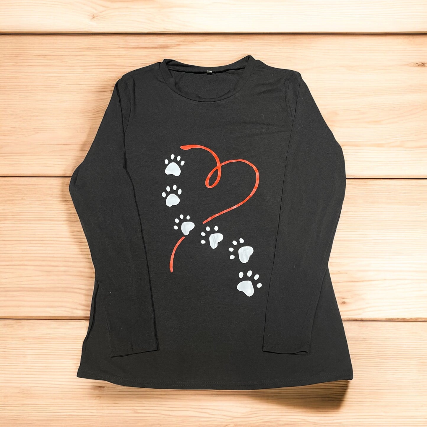 Dog Lovers Long Sleeve Shirt for Women or Men Paw Print Long Sleeve T-Shirt