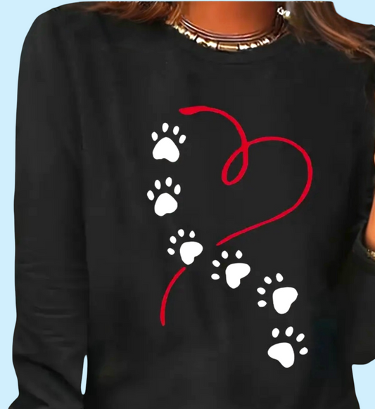 Dog Lovers Long Sleeve Shirt for Women or Men Paw Print Long Sleeve T-Shirt