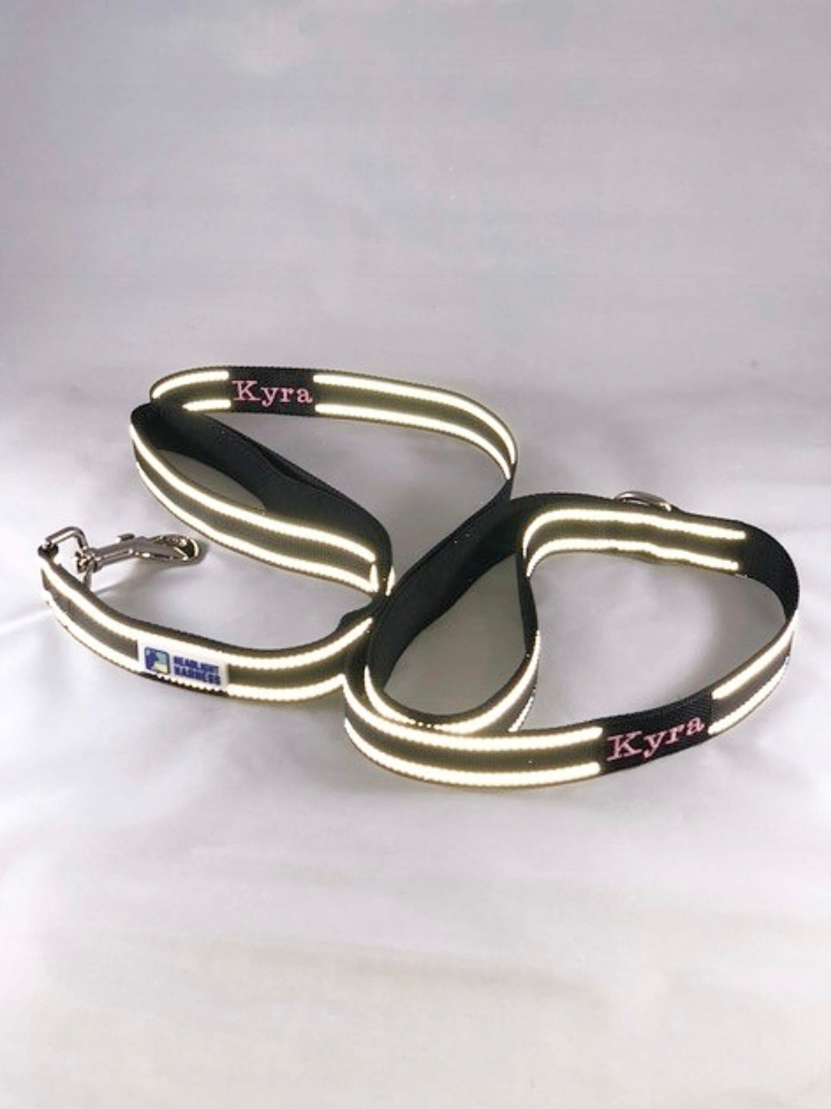 Reflective Double Handle Dog Leash with Custom Embroidery