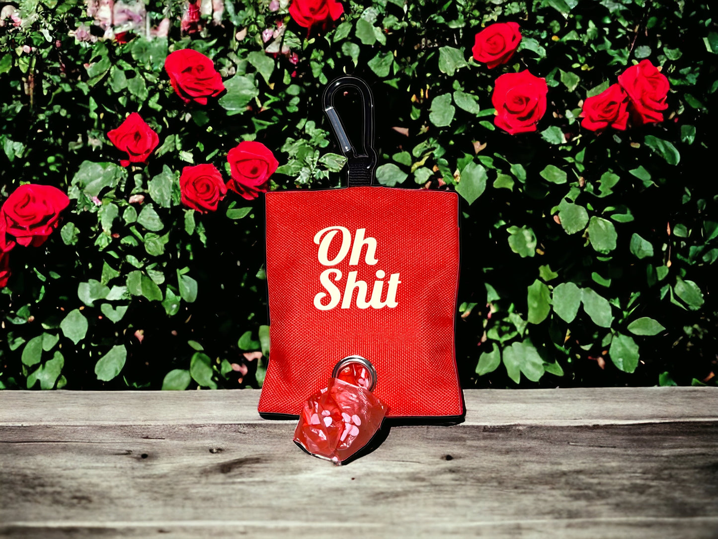 "Oh Shit” Poop Bag Holder and Poop Bags, Waste Dispenser