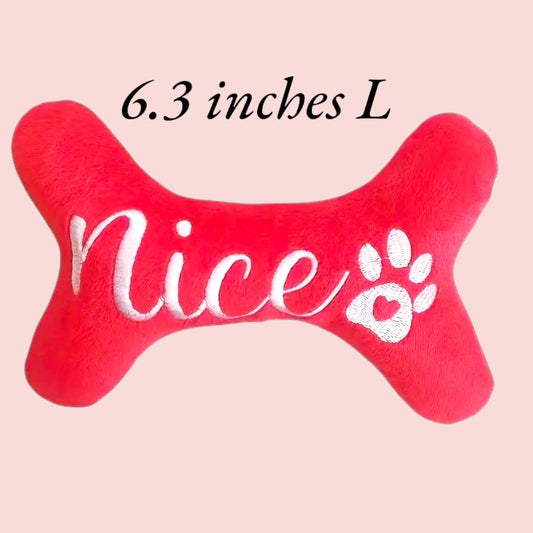 Headlight Harness Bone Shape Dog Naughty/Nice Holiday Toy - 2 Pack Plush Squeaky Toys