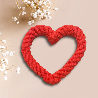 Valentine's Shaped Heart Rope Dog Toy, Pet Chew Toys, Chew Toys for Dog, Valentines Dog Pet, Red