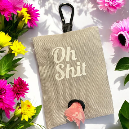 "Oh Shit”  Poop Bag Holder and Poop Bags, Waste Dispenser